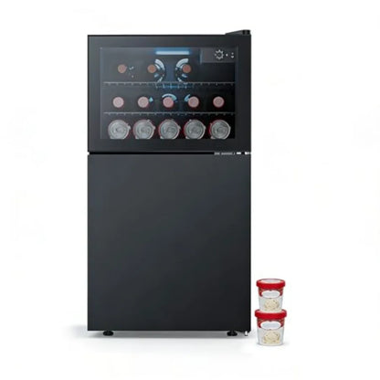 2.6 cu.ft glass-door mini fridge with freezer, reversible design
