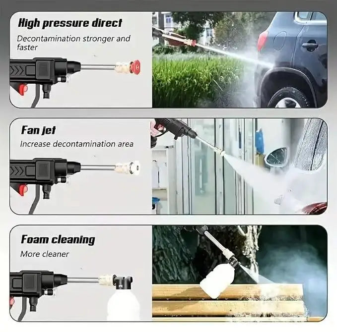 Portable Wireless Electric Car Pressure washer, Foam Spray Gun Car Cleaning Tool,