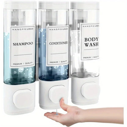 Wall-mounted, 3-in-1 Shampoo and Conditioner Dispenser,