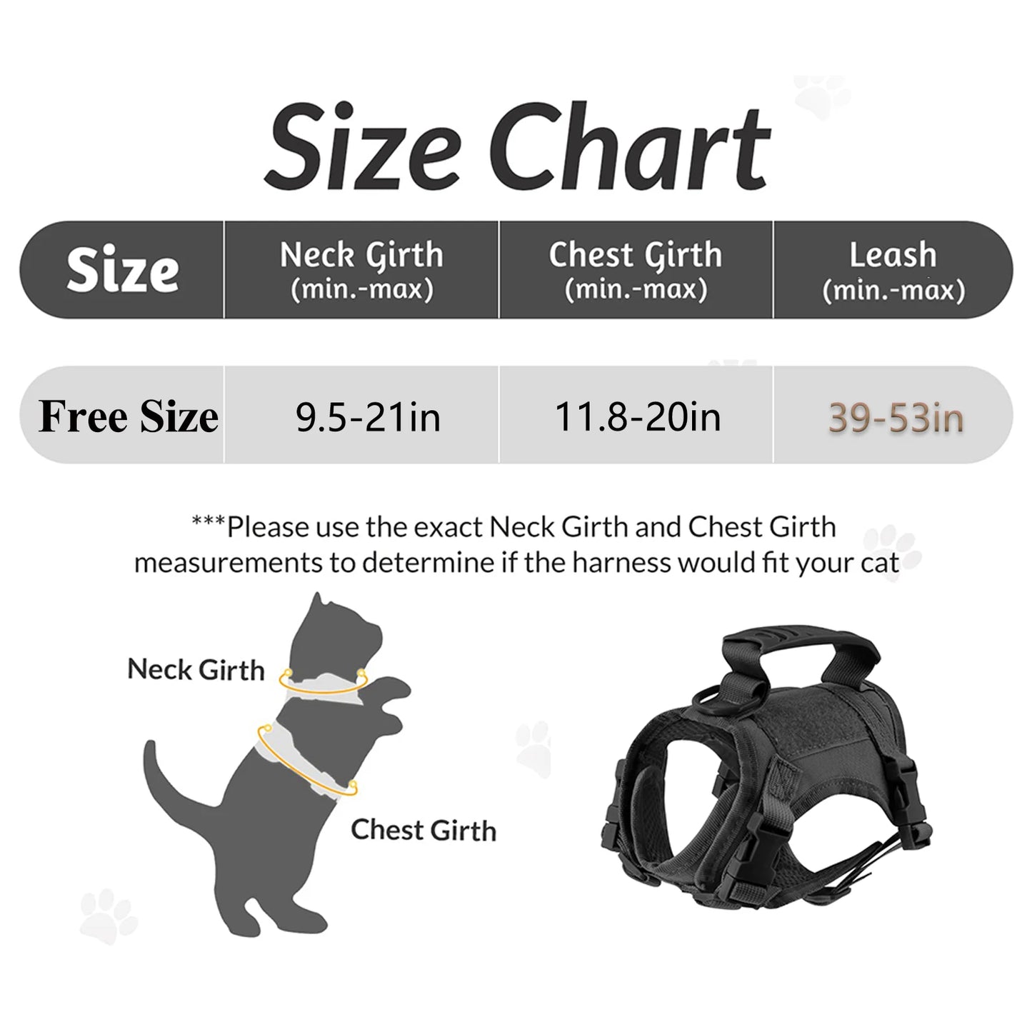 Tactical Cat Harness with Leash Set Puppy Walking Escape Proof Adjustable Pet Vest withControl Handle For Large Cats Small Dogs