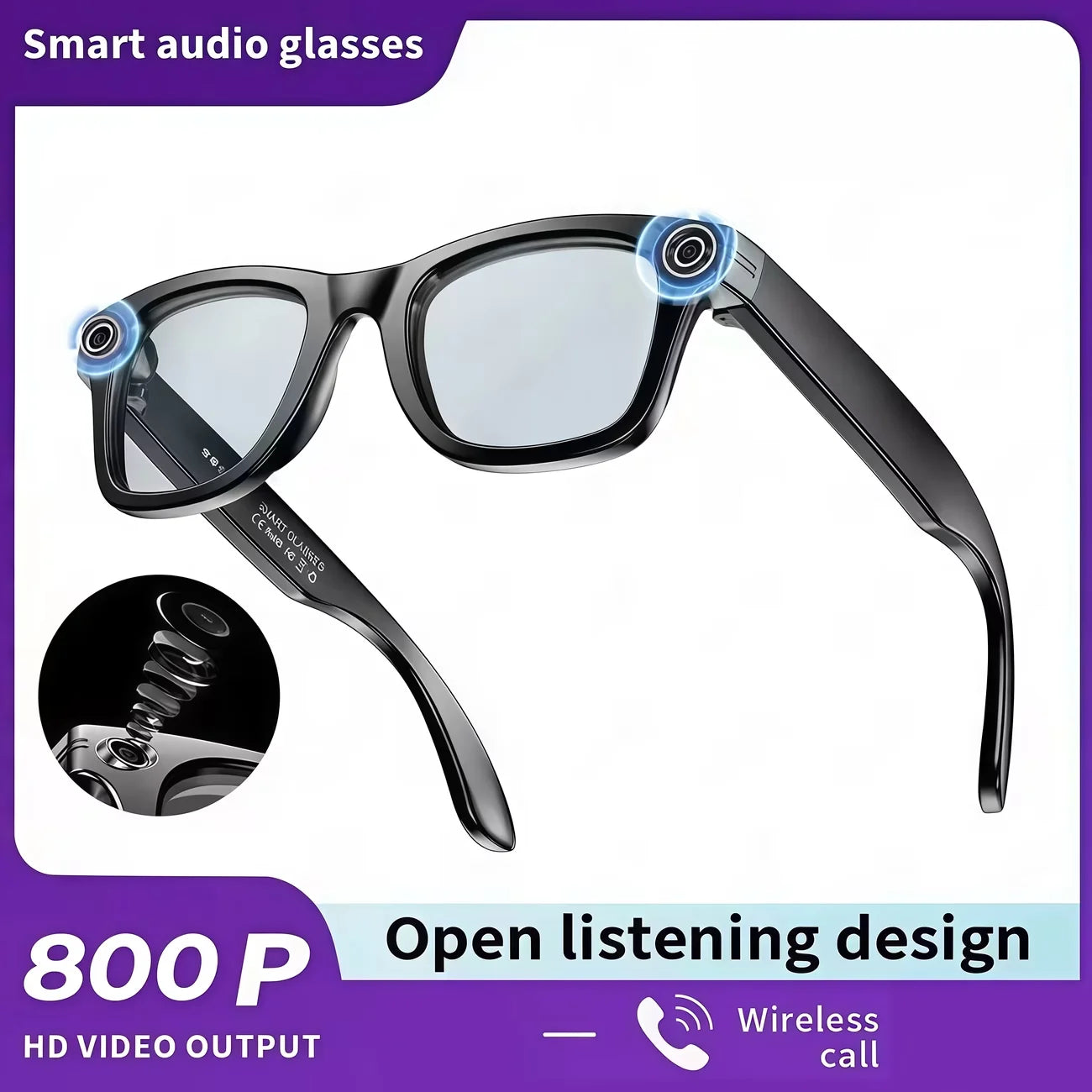 AI Smart Video Glasses with Camera and Photo Capabilities