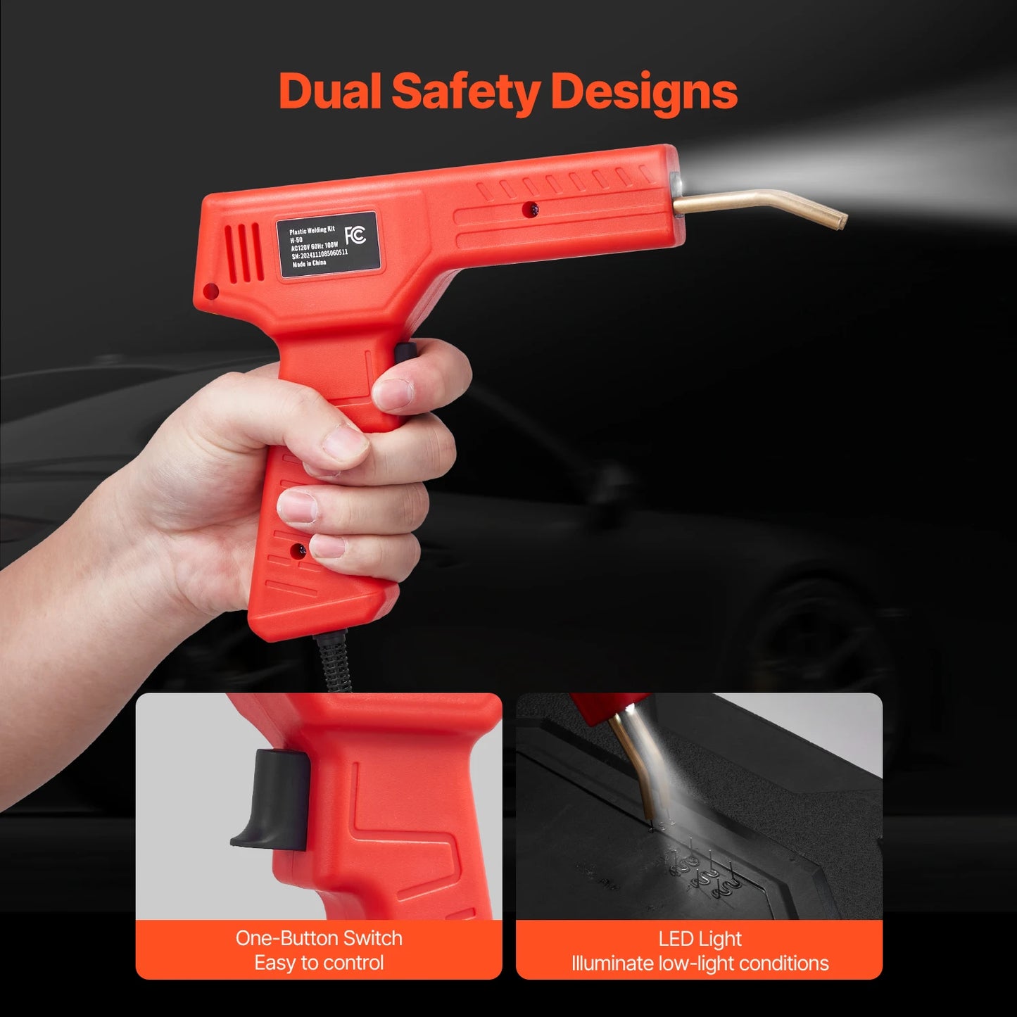 100W Plastic Welding Gun with 800PCS Hot Staples Repair Kit