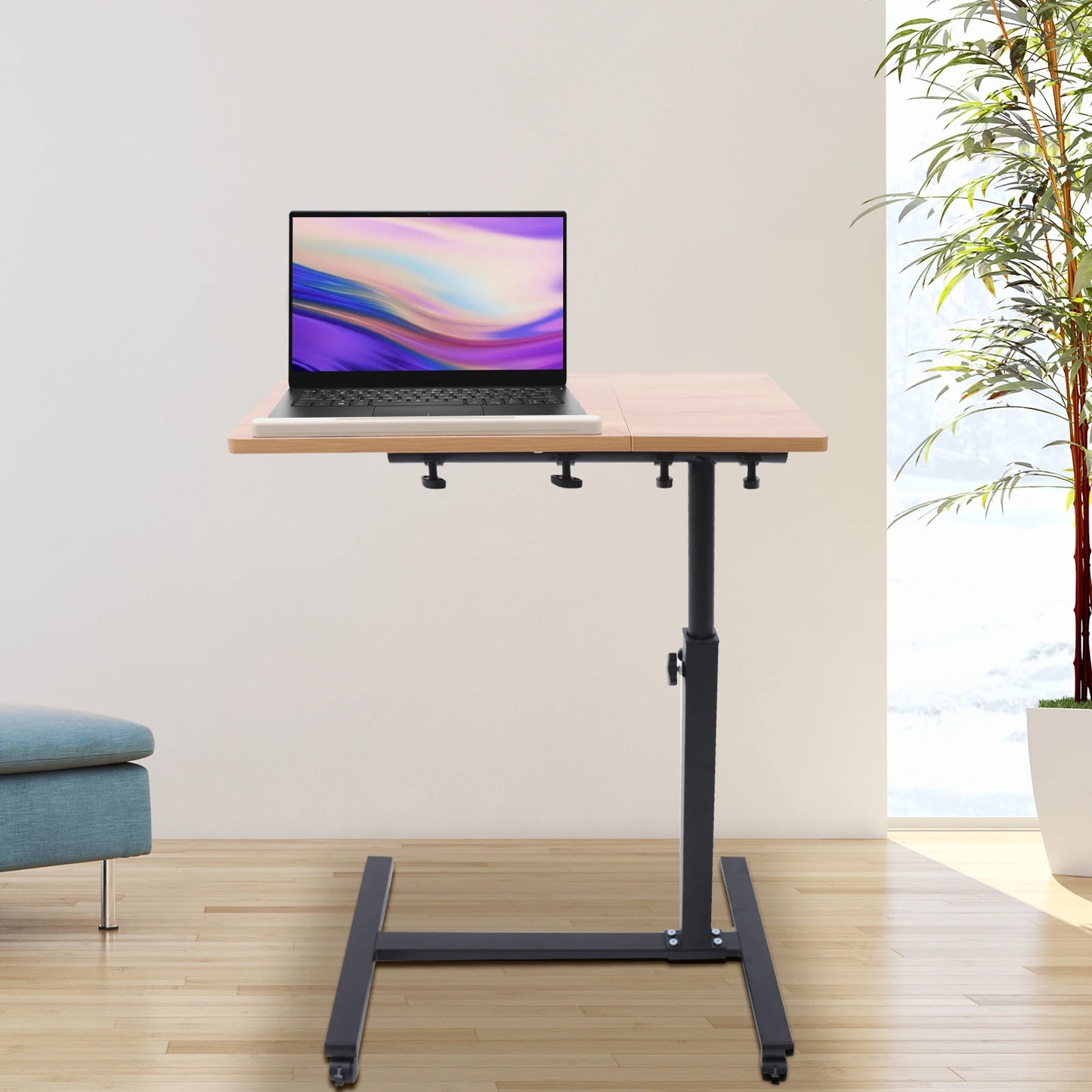 Adjustable 360 Rotating Desk/Tabletop Mobile Stand, Home Office Tray, Rolling Study Table, Computer Workstation