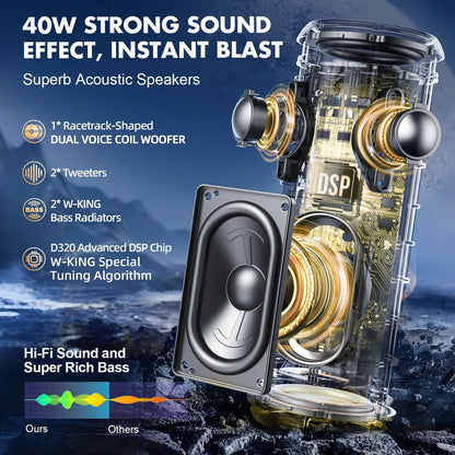 40W Portable Waterproof Speaker with Party lights