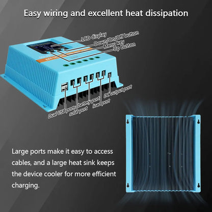 60A 80A 100A Solar Charge Controller 12V 24V 36V 48V LCD Display Solar Panel Battery Intelligent Regulator