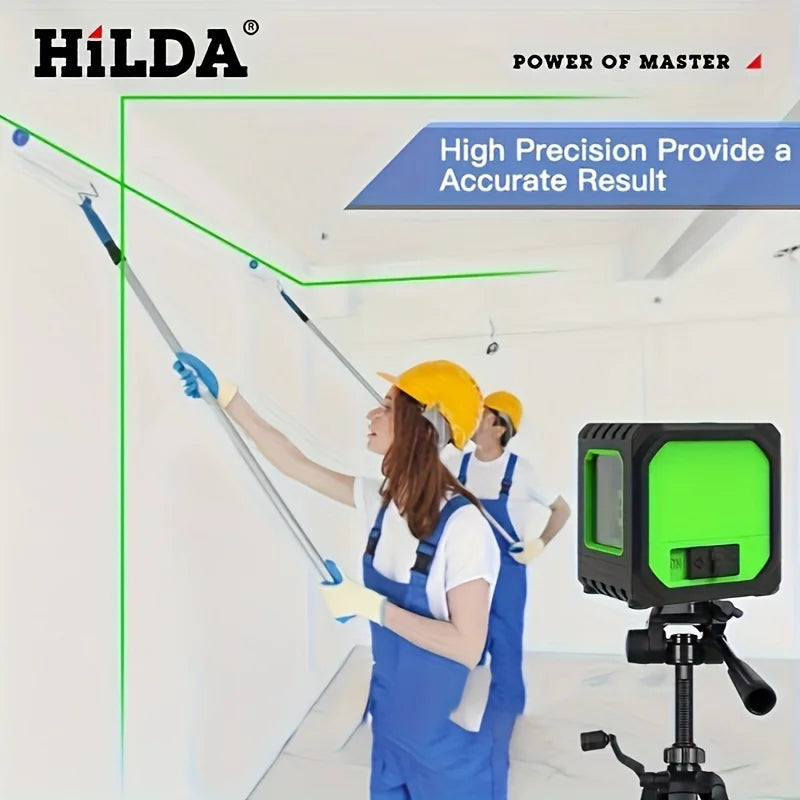 2-line Green Light Laser Level with Rechargeable Lithium Battery and Bracket