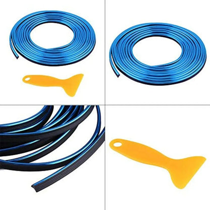 Car Interior Trim Strip Exterior Moulding Strip Blue Flexible Decorative Line 5M