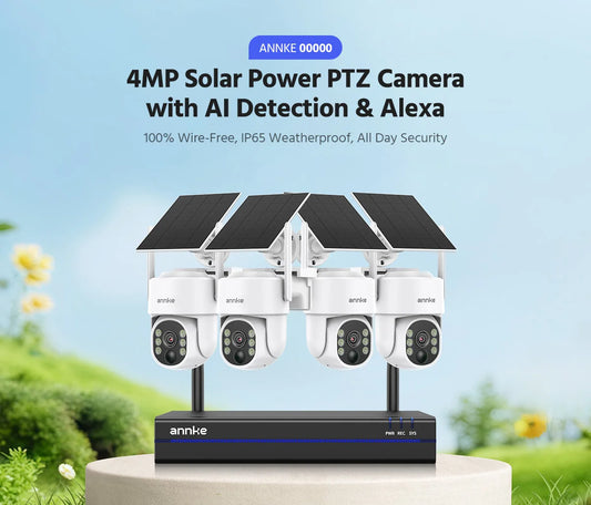 4MP Wireless PT Solar Security Camera System 16CH NVR 2.4G&5.8G dual-band Built-in Battery