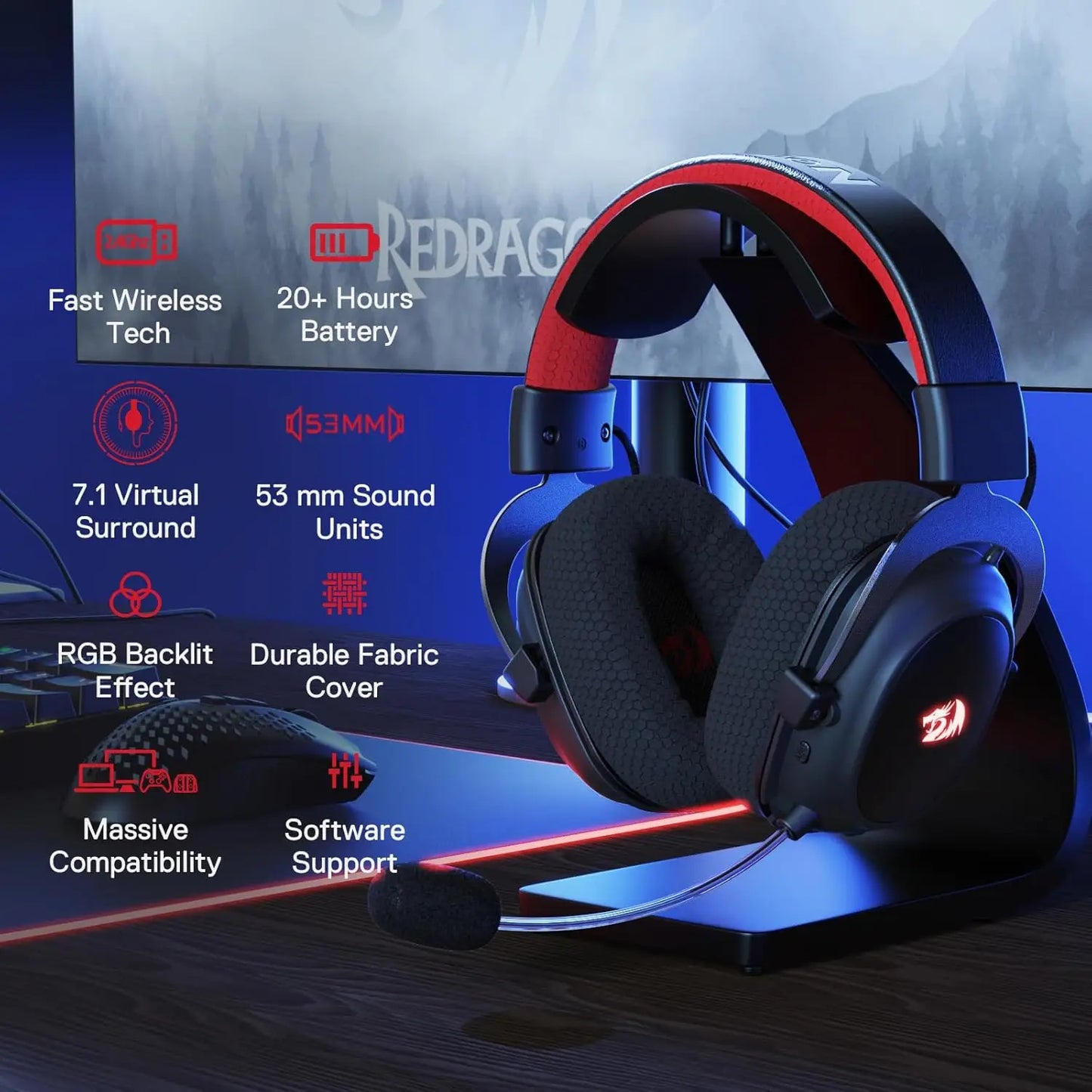 H510 PRO Zeus-X RGB Wireless Gaming Multi- Platform Headset