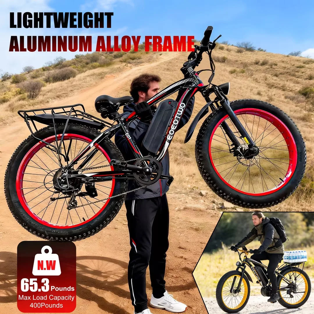 1500W Fat Tire Off Road Electric E Bike 34MPH
