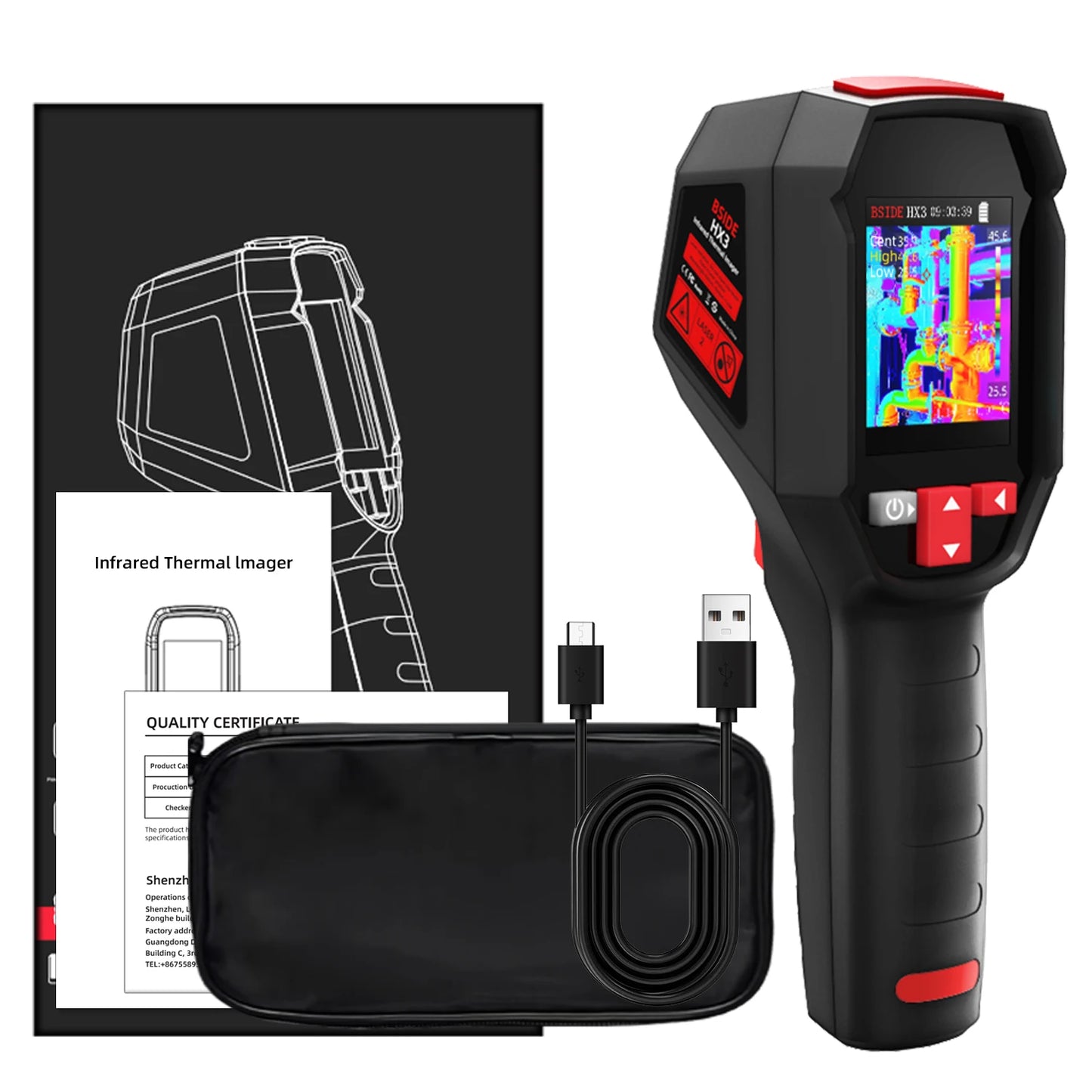 BSIDE Thermal Imaging Camera 240x240 IR Resolution Temp Measurement Laser Pointer Photo Capture for Electrical HVAC Industrial
