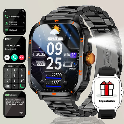 2025 Men's Smart Watch with Wireless Calling, and Dual Straps (Stainless Steel+Silicone),