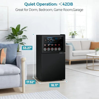 2.6 cu.ft glass-door mini fridge with freezer, reversible design