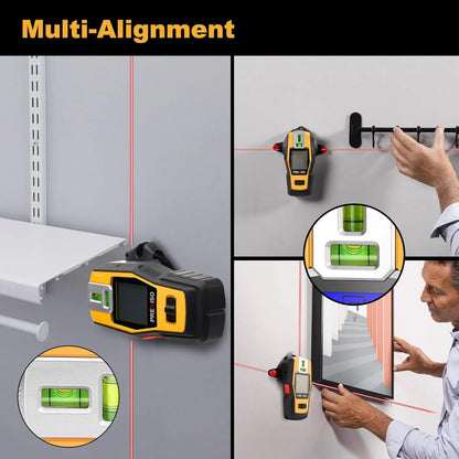 Rechargeable 2-in-1 Stud Finder with Laser Level for Wall, Wood, Metal & Wire Detection