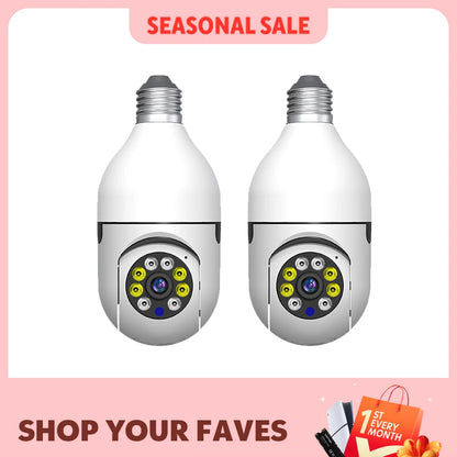 2Pc Ease Life APP-Light Bulb Security Cameras Outdoor Wireless WiFi Camera 5GHz, 360 Degree, E27 Light Socket Screw In Securi
