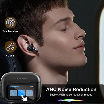Wireless Bluetooth ANC Noise Reduction Gamer Earbuds LED Touch Screen Control