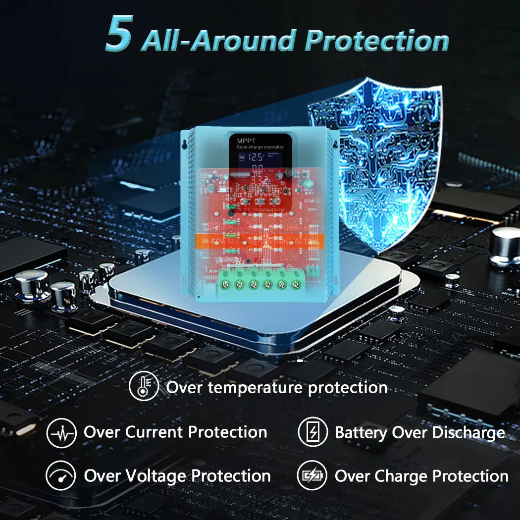 60A 80A 100A Solar Charge Controller 12V 24V 36V 48V LCD Display Solar Panel Battery Intelligent Regulator