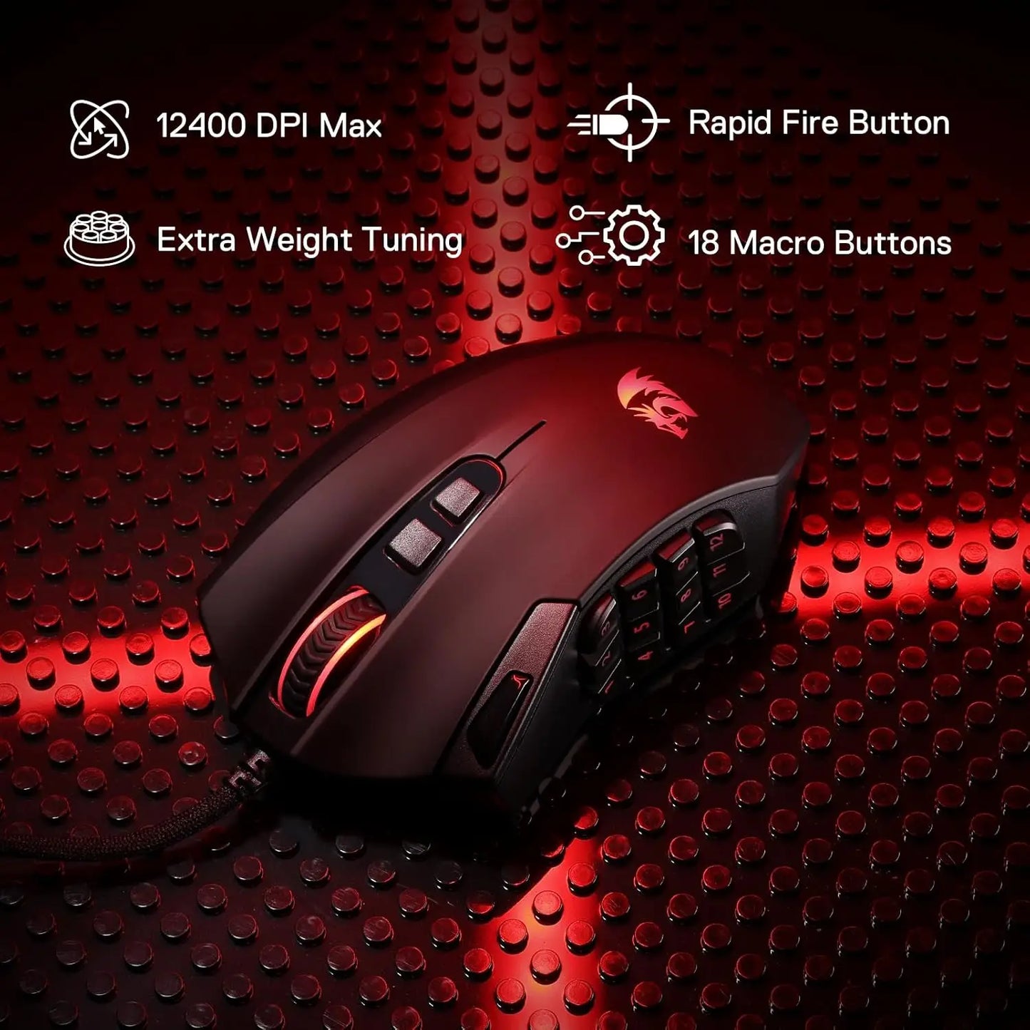 M921 MMO Gaming Mouse with 18 Programmable Buttons