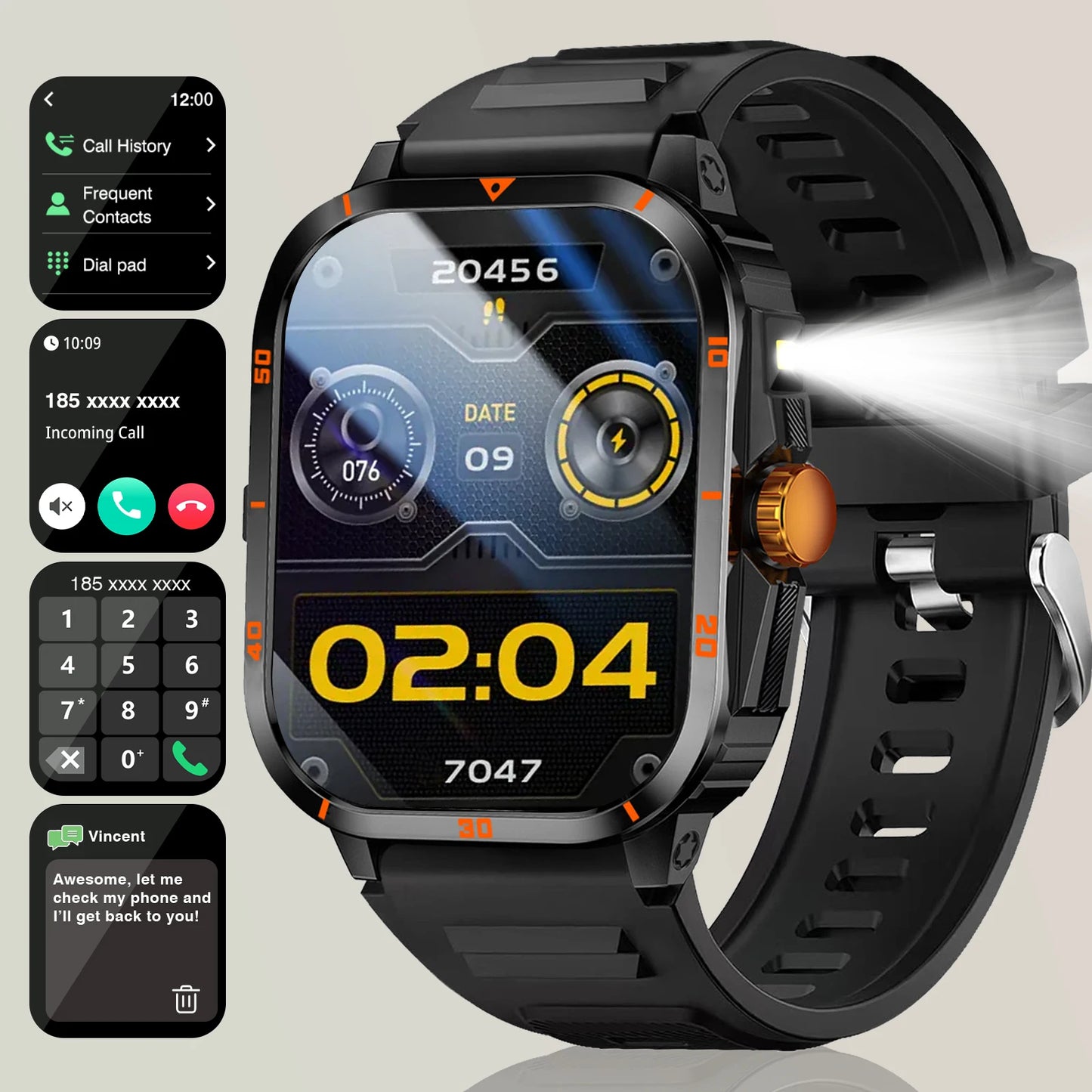 2025 Men's Smart Watch with Wireless Calling, and Dual Straps (Stainless Steel+Silicone),