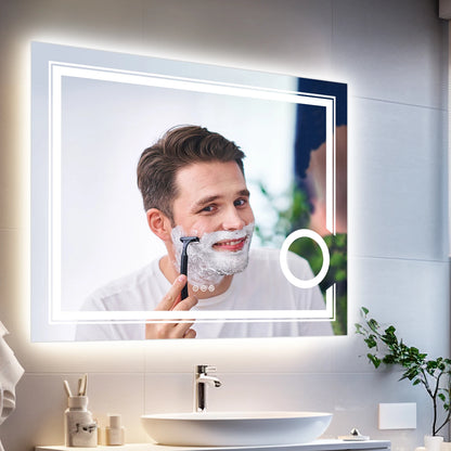 LED Lighted Wall Mounted Smart Anti-Fog Bathroom Mirror