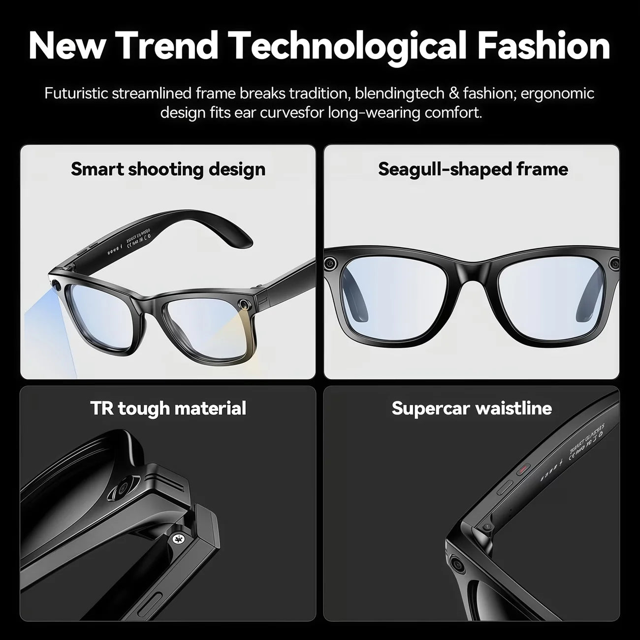 AI Smart Video Glasses with Camera and Photo Capabilities