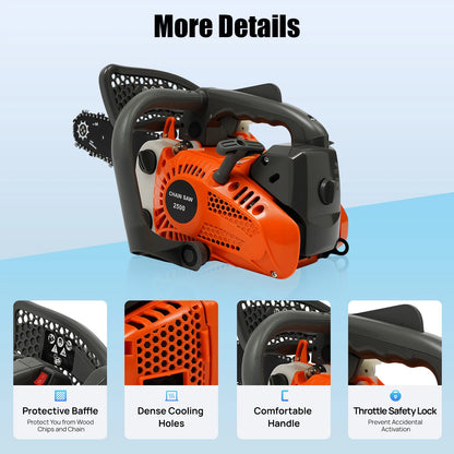 9000 RPM Gasoline Chainsaw,  25.4cc 2-Stroke Engine
