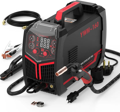 160A Multi-Process, 4-in-1 ARC Welder with Synergic Control for 110V/220V
