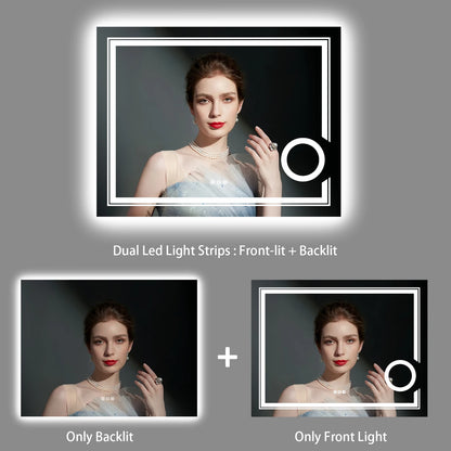 LED Lighted Wall Mounted Smart Anti-Fog Bathroom Mirror