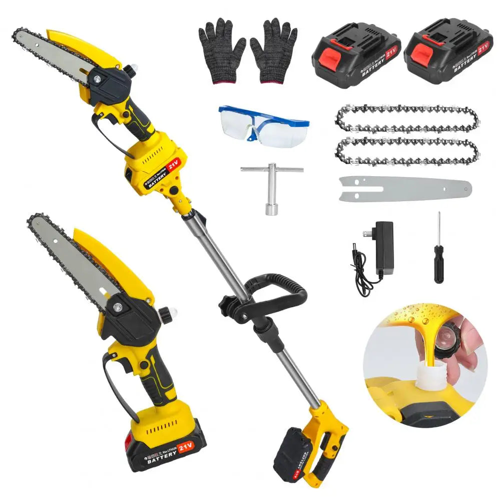 Cordless 2-in-1 Pole Saw And Mini Chainsaw 6-Inch for Trimming And Cutting