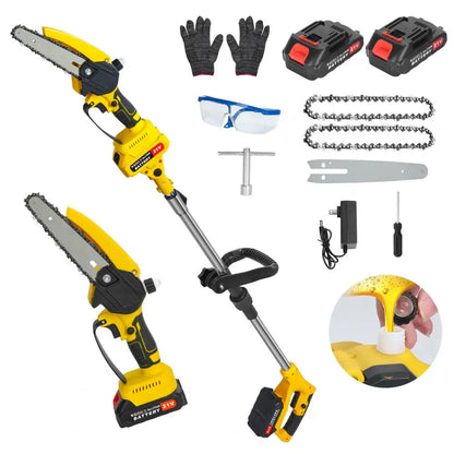 Cordless 2-in-1 Pole Saw And Mini Chainsaw 6-Inch for Trimming And Cutting