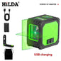 2-line Green Light Laser Level with Rechargeable Lithium Battery and Bracket