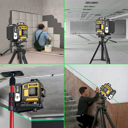 Professional 16-Line Laser Level with Measuring Tool Includes Tripod And Battery