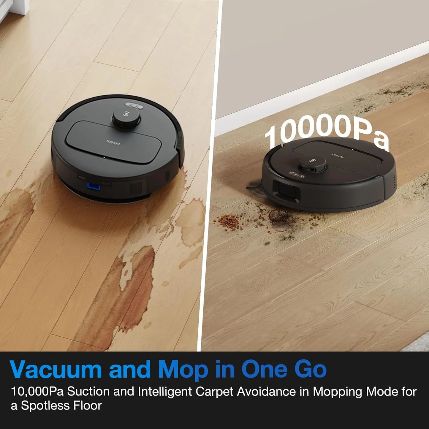 Self-Emptying Robot Vacuum and Mop, Tangle-Free for Pet Hair, Smart Mapping