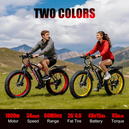 1500W Fat Tire Off Road Electric E Bike 34MPH