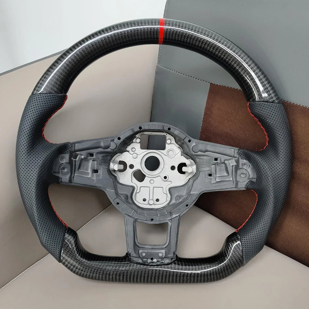 Volkswagen Golf GTI GTE GLI Tiguan 2013-2019 Perforated Leather Carbon Modify Design Steering Wheel