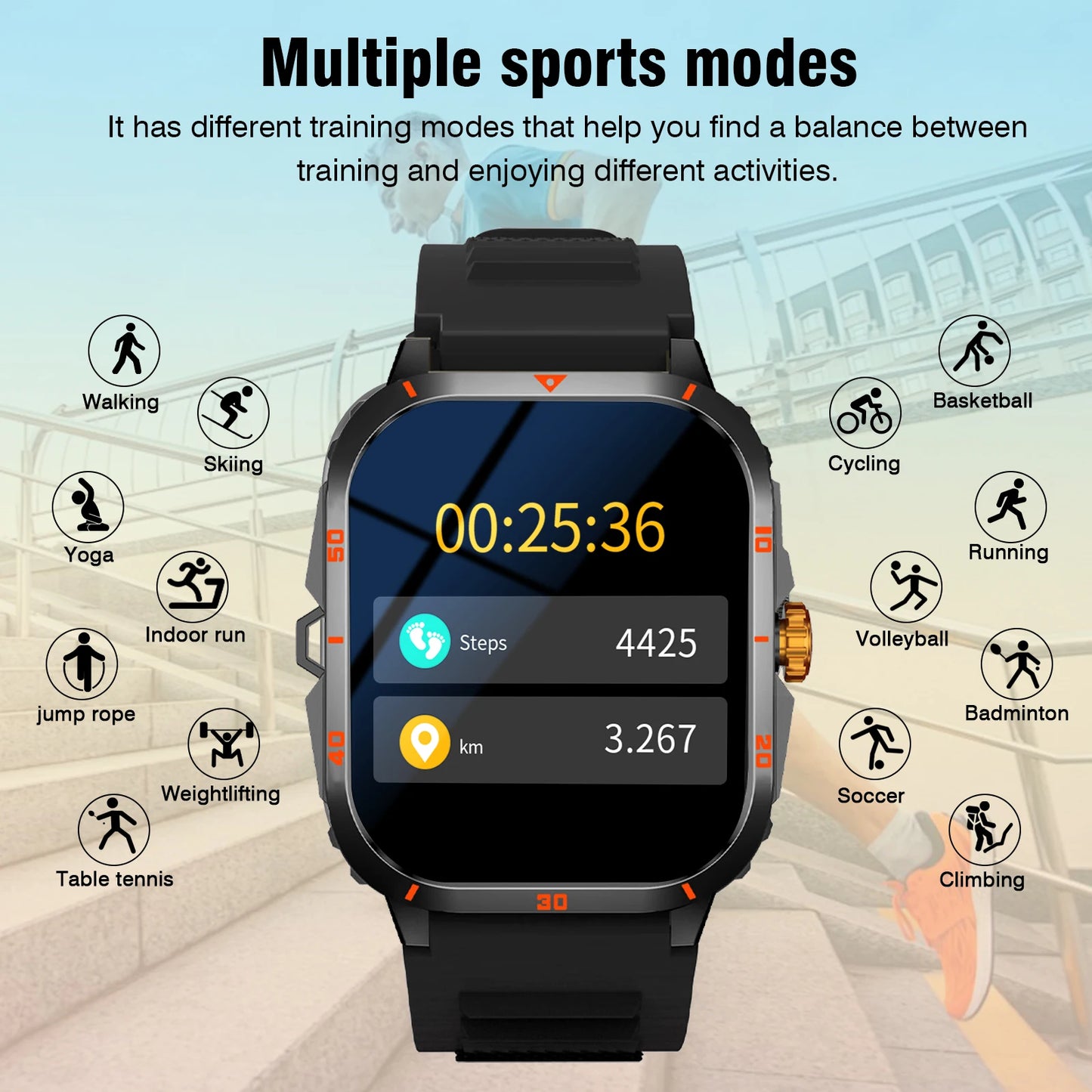 2025 Men's Smart Watch with Wireless Calling, and Dual Straps (Stainless Steel+Silicone),
