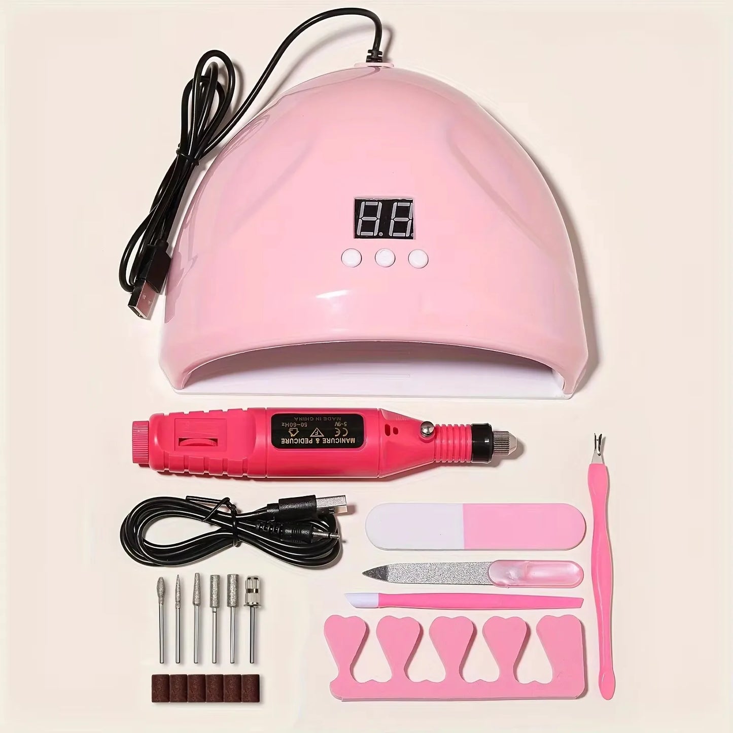 Professional Electric Nail Manicure Kit with UV Nail Dryer Lamp