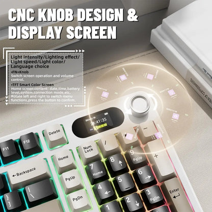 ATTACK SHARK X98 Pro Wireless Mechanical Keyboard with Screen & Knob, Tri-mode Gasket Hot Swappable RGB  Keyboard, Web Driver