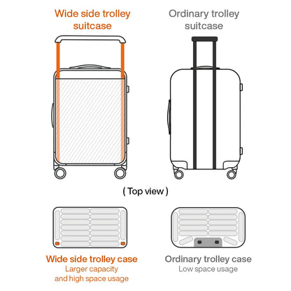Gorgeous Wide Handle Suitcase 24" Travel Luggage Rolling Wheels Women Men 20" Carry On Cabin Hardside Patent Design M9276