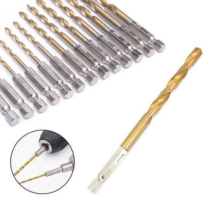 13/16Pcs HSS High Speed Steel Titanium Coated Drill Bit Set