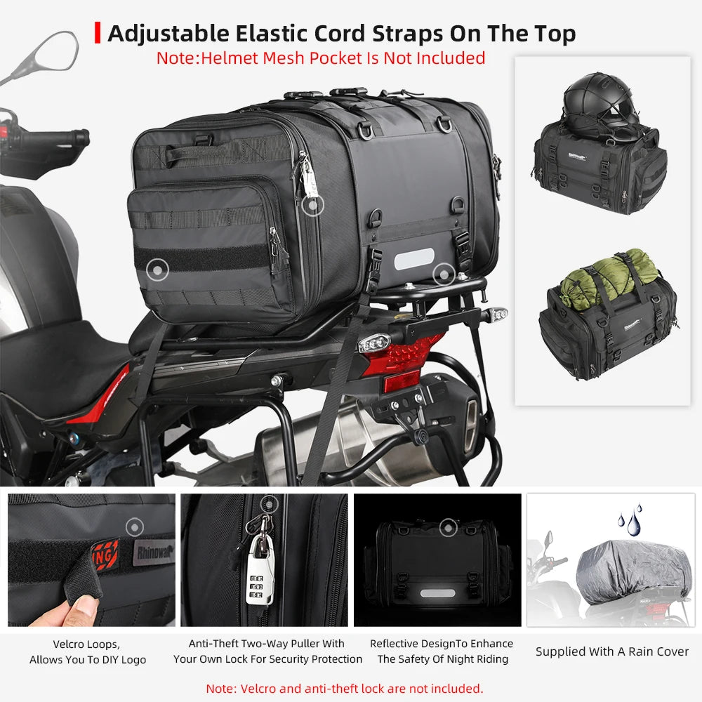 Motorcycle Travel Luggage Bag Waterproof 19L-80L Expandable Big Capacity Motor Tail/Trunk/Rack Bag For Most motorcycle