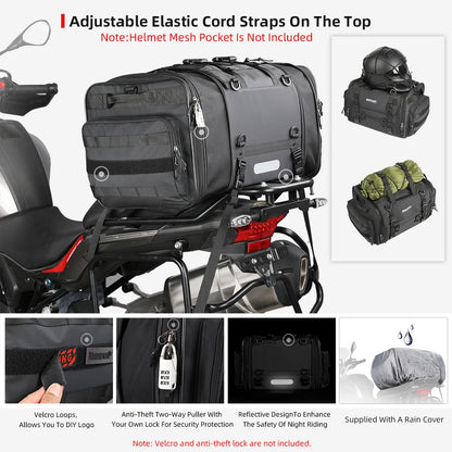 Motorcycle Travel Luggage Bag Waterproof 19L-80L Expandable Big Capacity Motor Tail/Trunk/Rack Bag For Most motorcycle