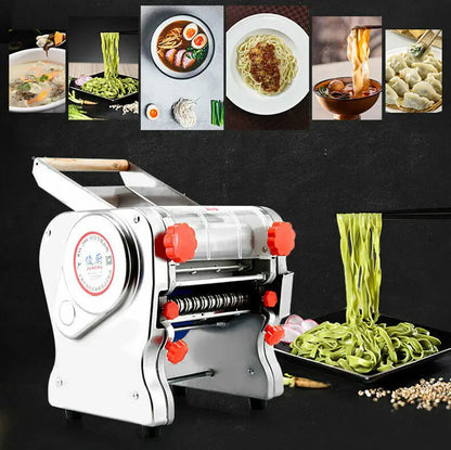Electric Pasta Maker, Dumpling Skin Roller, Full Stainless Steel Dual Knife Noodle Maker