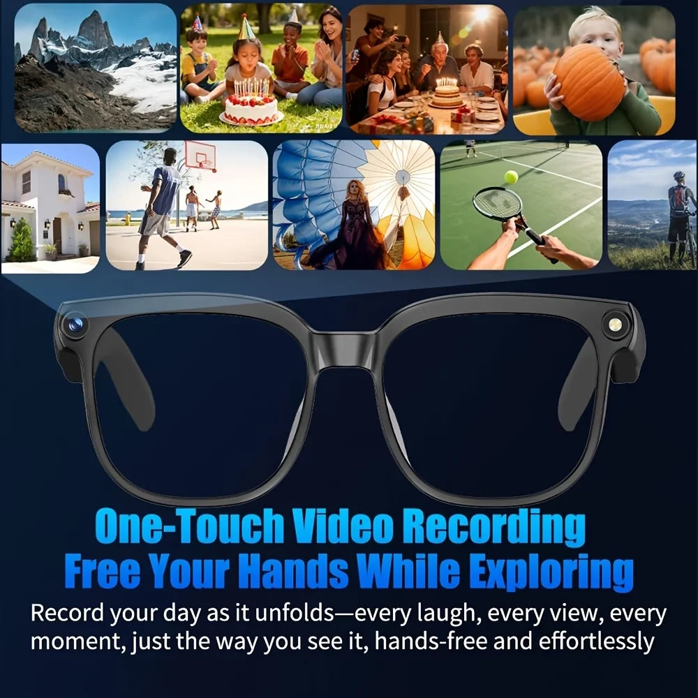 AI Smart Video Glasses, with 8-megapixel camera, supporting 4K HD video recording, wireless calling and music