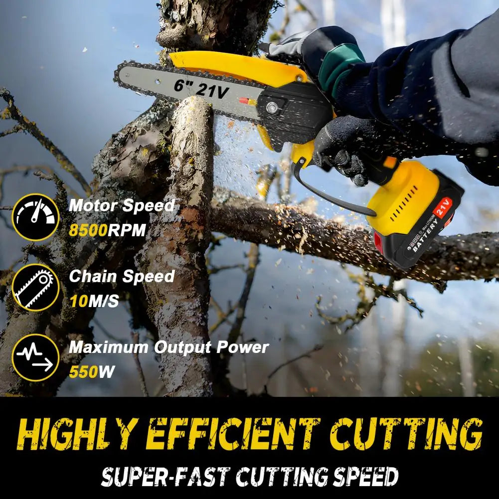 Cordless 2-in-1 Pole Saw And Mini Chainsaw 6-Inch for Trimming And Cutting