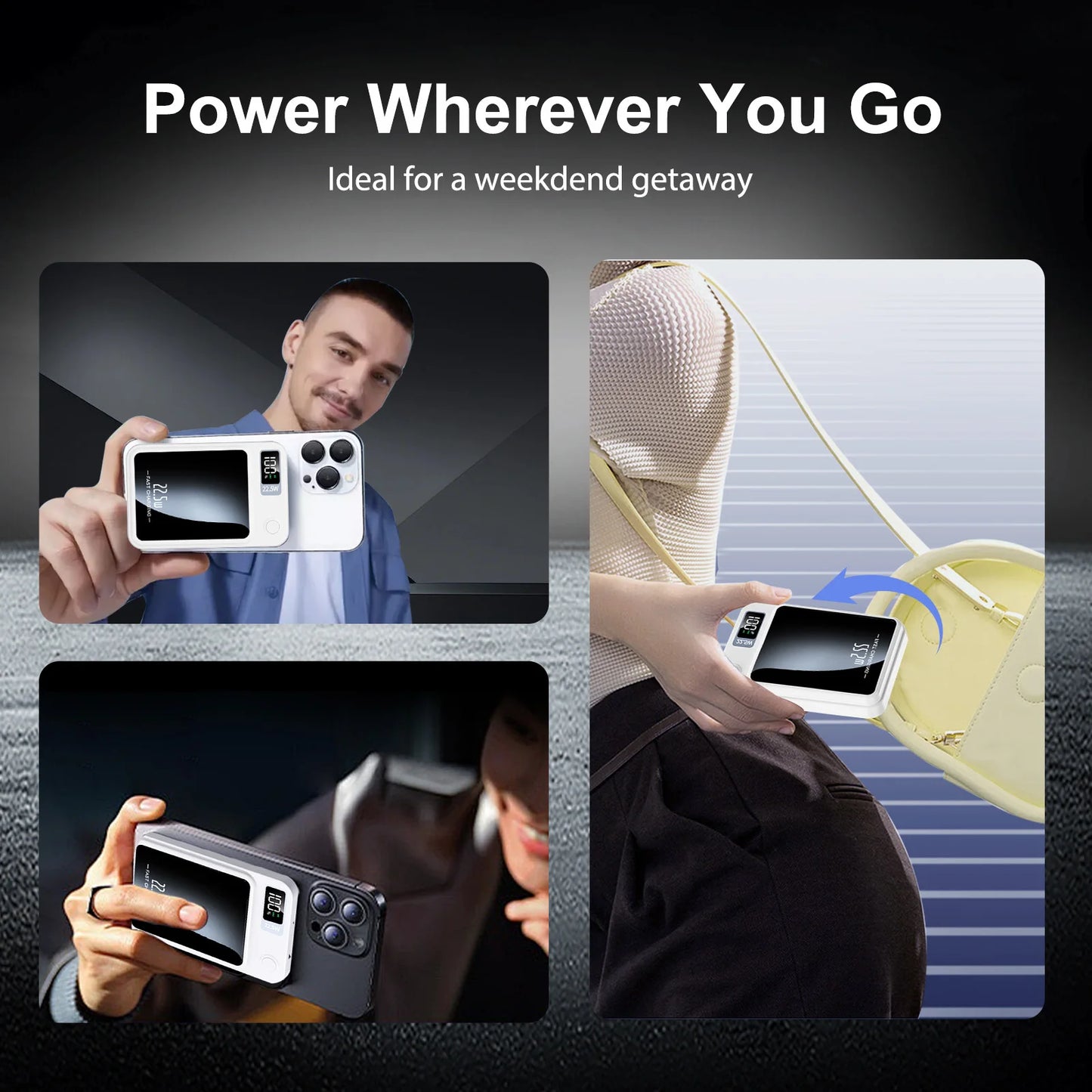 Portable Magnetic LED Digital Fast Charging Power Bank