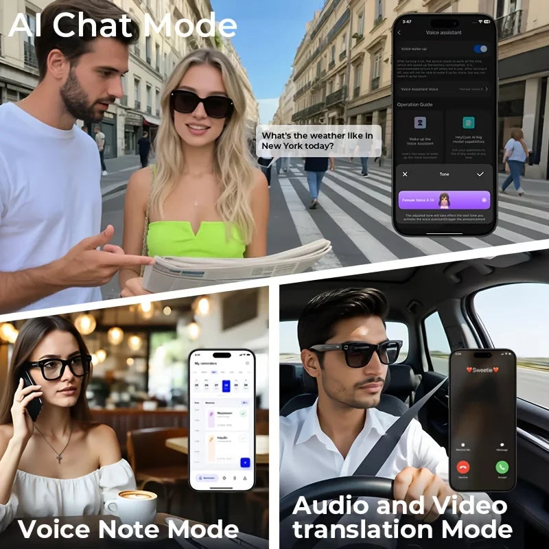 AI Smart Video Glasses with Camera and Photo Capabilities