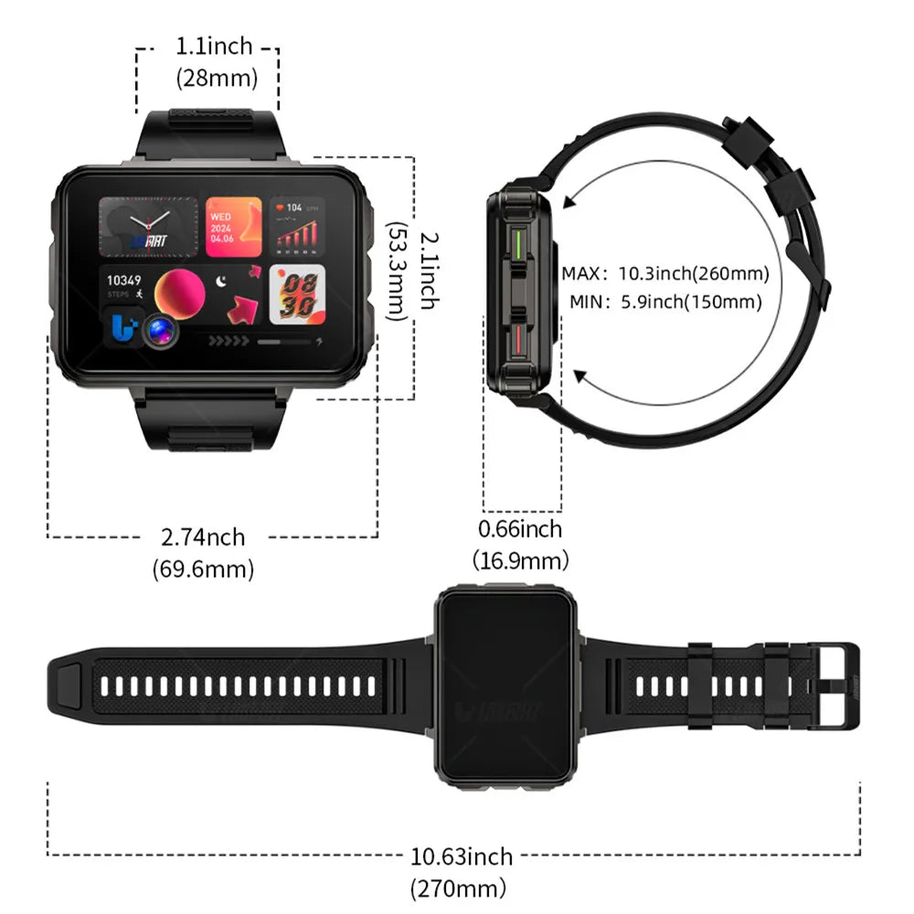 APPLLP 5 MAX Android Watch Phone Square Big Screen 4G Calls Smartwatches Dual Camera with Flashlight Gaming Watch