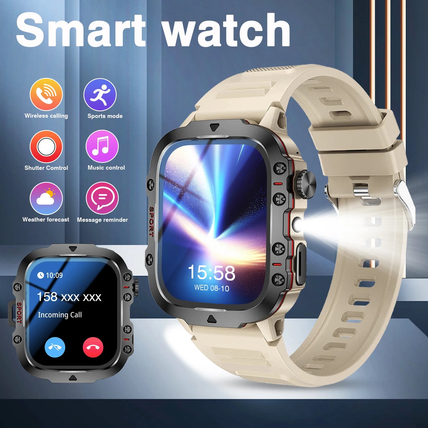 2025 Men's Smart Watch with Wireless Calling, and Dual Straps (Stainless Steel+Silicone),