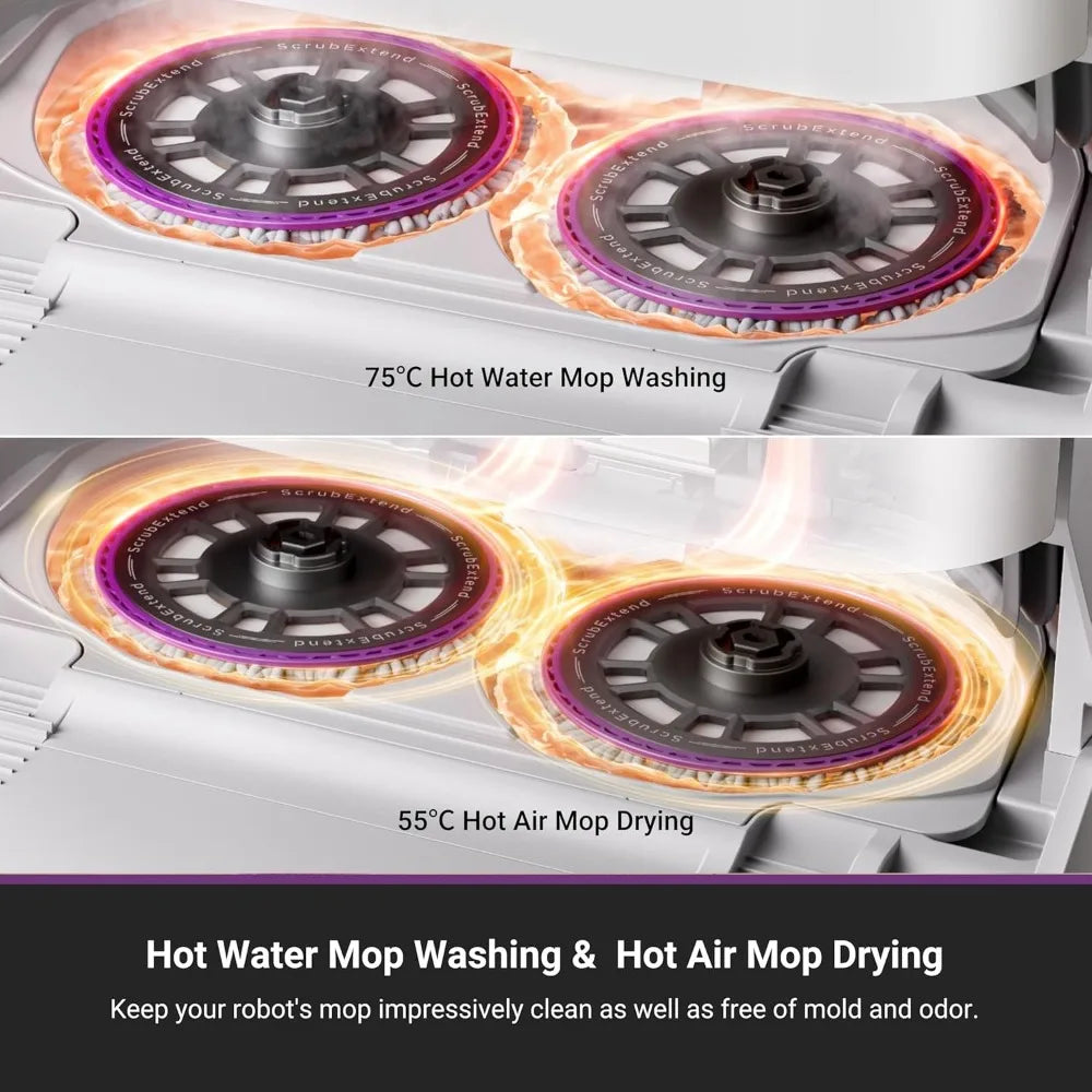 Robot Vacuum and Mop with Self Emptying Base with Anti Tangle AI Obstacle Avoidance
